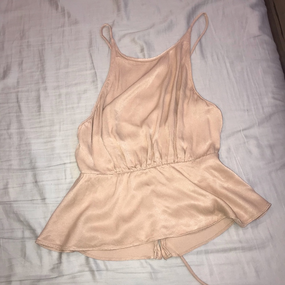 Zara sateen blush sleeveless top with open back